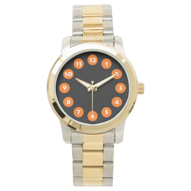 12 Spots - Orange auf schwarz Armbanduhr (Vorderseite)