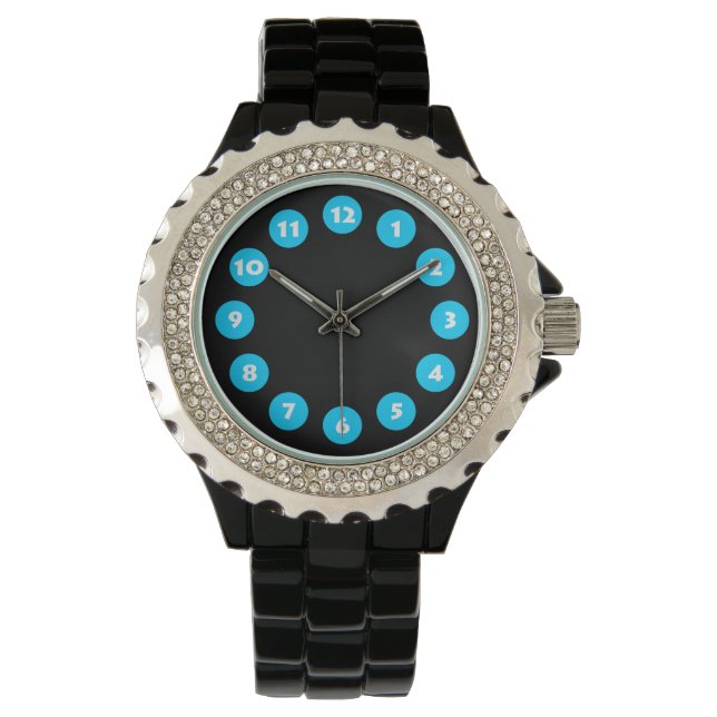 12 Spots - Sky Blue auf Black Armbanduhr (Vorderseite)