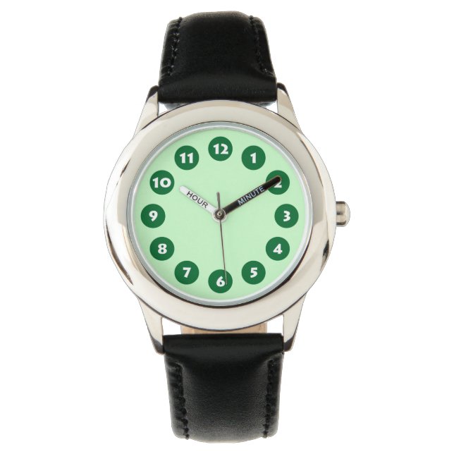 12 Spots - Waldgrün mit blasser Münze Armbanduhr (Vorderseite)