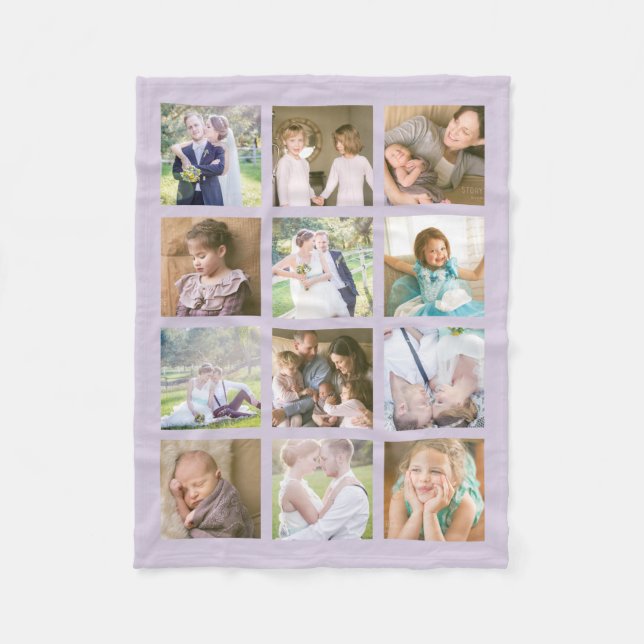 12 Square Foto Collage bearbeitbare Farbe Fleecedecke (Vorderseite)