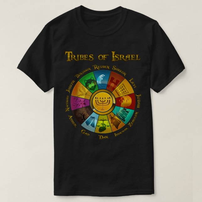12 Stämme Israels Hebräischer jüdischer Israeliten T-Shirt (Design vorne)