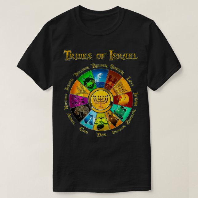 12 Stämme Israels Hebräischer jüdischer Israeliten T-Shirt (Design vorne)