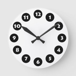 12 Stellen - Schwarzweiss Runde Wanduhr