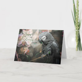 12 Step Recovery African Grey Parrot and Orchid Karte