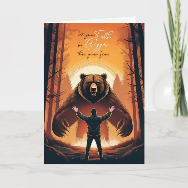 12 Step Recovery Faith Bigger than your Fear Bear Karte (Vorderseite)