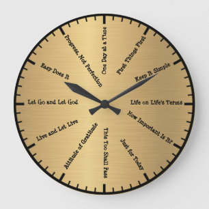 12 Step Sobriety Clean & Sober Slogans Gold Clock Große Wanduhr