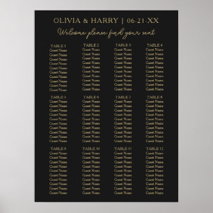 12 Tabelle Einfache Minimalistische Hochzeitssitzk Poster