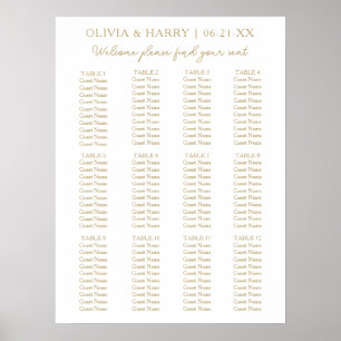 12 Tabelle Einfache Minimalistische Hochzeitssitzk Poster