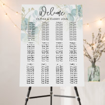 12 Tabelle Eukalyptus Elegante Hochzeitsstichtabel