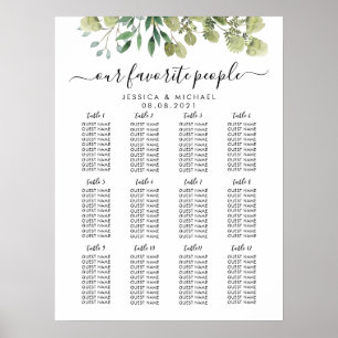 12 Tabelle Große Hochzeitgastsitzkarte Poster