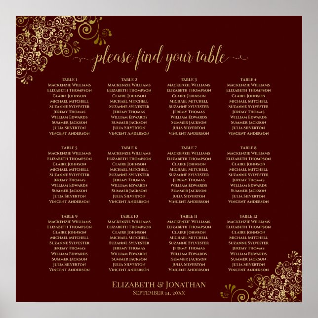 12 Tableau Auburn Mariage  Siège graphique Lacy Go (Devant)