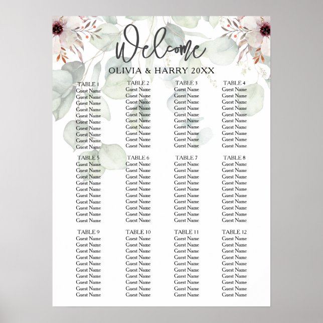 12 Tableau Eucalyptus Mariage floral (Devant)
