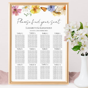 12 Tableau Fleur sauvage Boho Mariage Siège 