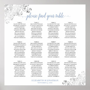 12 Tableau Frilly Bleu & Blanc Mariage Tableau de