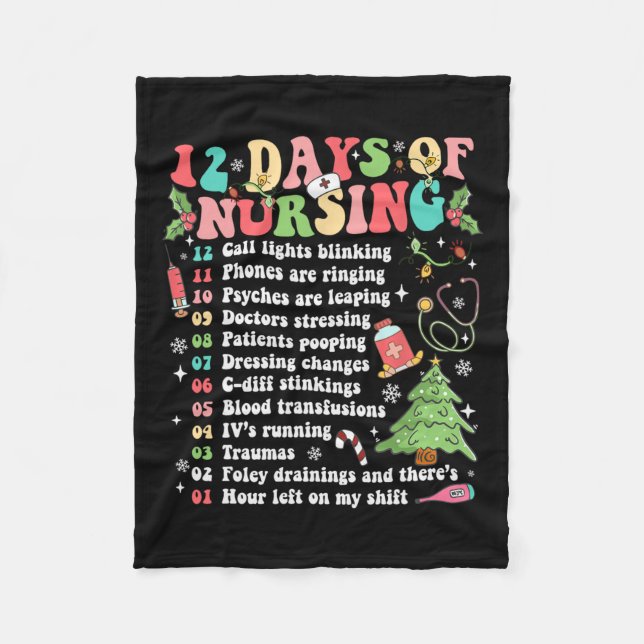 12 Tag der Krankenanstalt Weihnachten Krankenschwe Fleecedecke (Vorderseite)