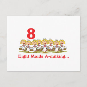 12 Tage acht Mägde melken Postkarte