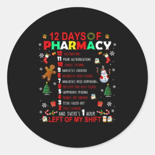 12 Tage Apotheke Lustiges Weihnachten Apotheker Te Runder Aufkleber