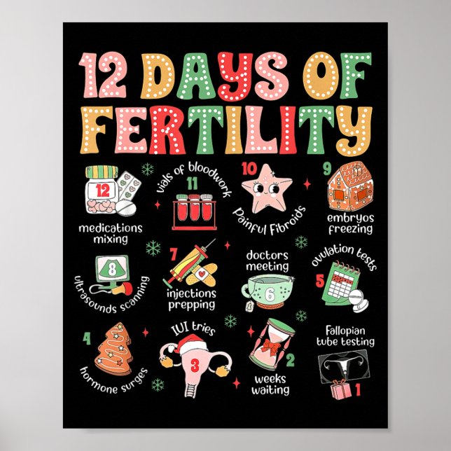 12 Tage der Fruchtbarkeits-IVF-Krankenschwester-We Poster (Vorne)