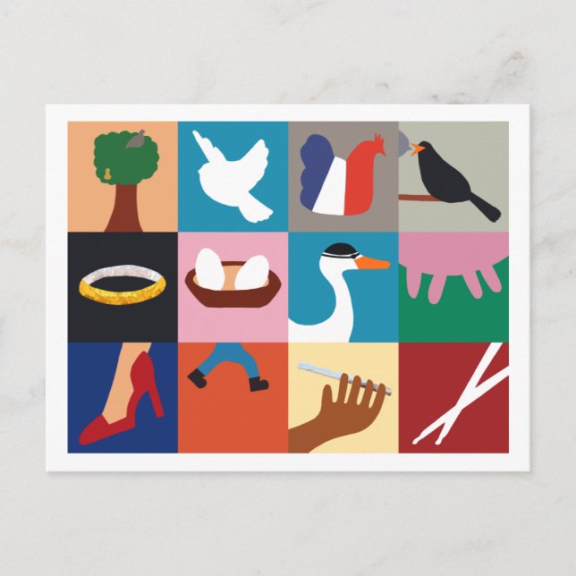 12 Tage der Weihnachtsfeiertags-Postkarte Feiertagspostkarte (Vorderseite)