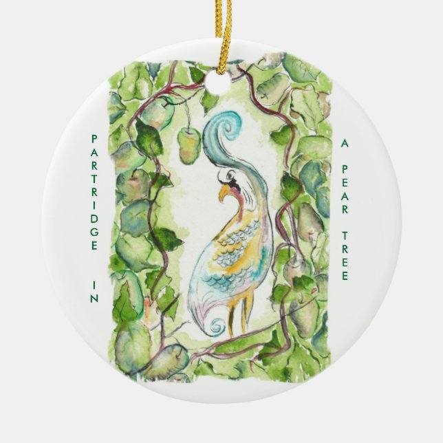 12 Tage des Weihnachtsrebhuhns Keramikornament (Vorne)