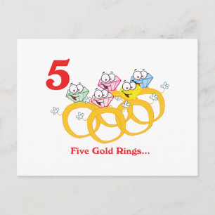 12 Tage fünf goldene Ringe Postkarte
