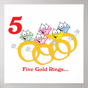 12 Tage fünf Goldringe Poster