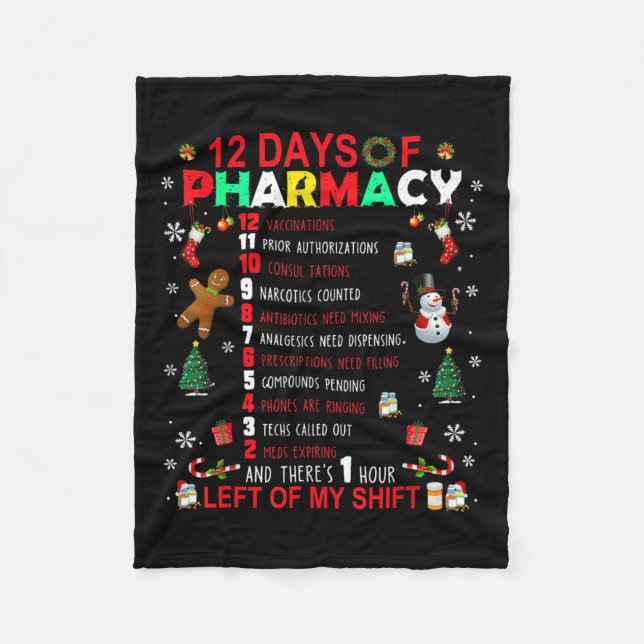 12 Tage Pharmacy Funny Christmas Pharmacist Tec Fleecedecke (Vorderseite)