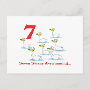 12 Tage sieben Schwäne schwimmen Postkarte