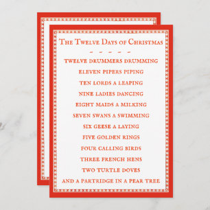 12 TAGE TEXTE 12x18 Flat Card - Rot