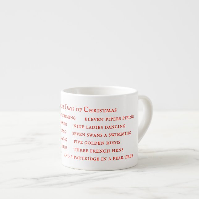 12 TAGE TEXTE Espresso Cup Espressotasse (Vorderseite Rechts)