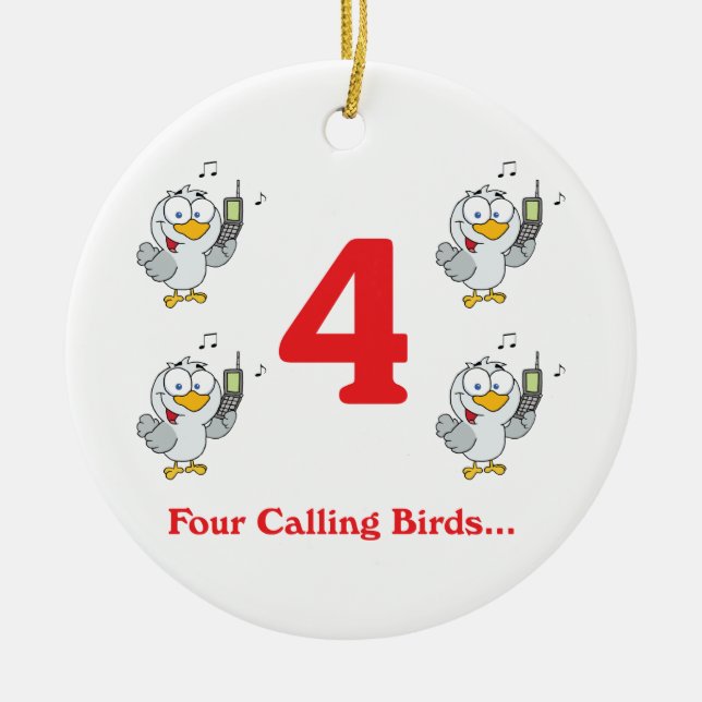 12 Tage vier aufrufende Vögel Keramik Ornament (Vorne)