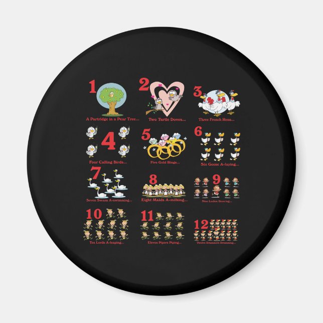 12 Tage Weihnachten abgeschlossen Magnet (Vorne)