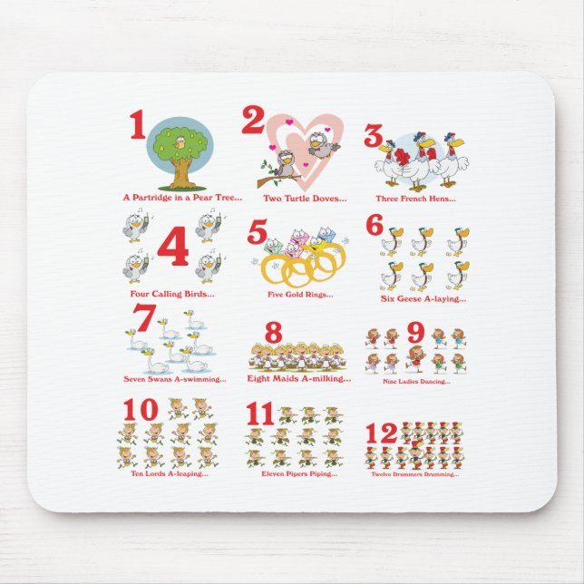 12 Tage Weihnachten abgeschlossen Mousepad (Vorne)