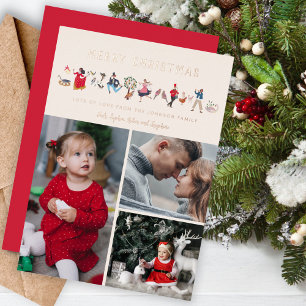 12 Tage Weihnachten ecru Foto Weihnachtskarte Folien Feiertagskarte