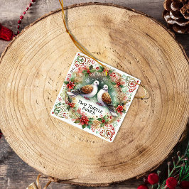 12 Tage Weihnachten zwei Turteltauben Keramikornament