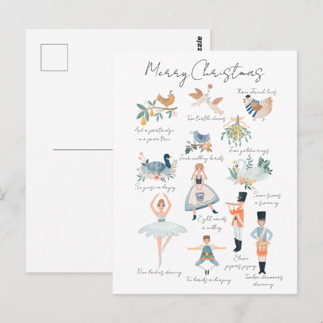 12 Tage Weihnachts-Foto Personalisiert Postkarte (Vorne/Hinten)