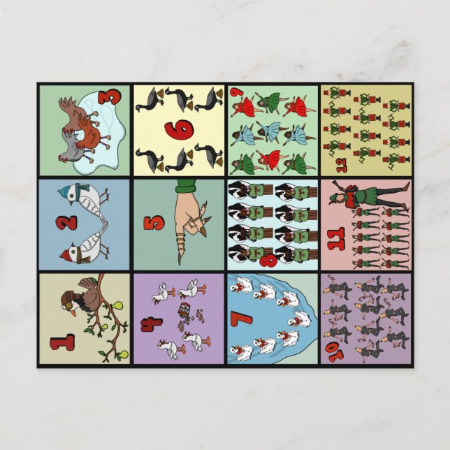 12 Tage Weihnachts Postkarte (Vorderseite)