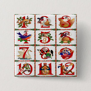 12 Tage Weihnachts Quilt Druckgeschenke Button