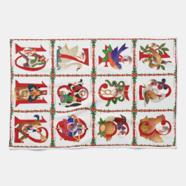 12 Tage Weihnachts Quilt Druckgeschenke Geschirrtuch