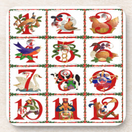 12 Tage Weihnachts Quilt Druckgeschenke Getränkeuntersetzer