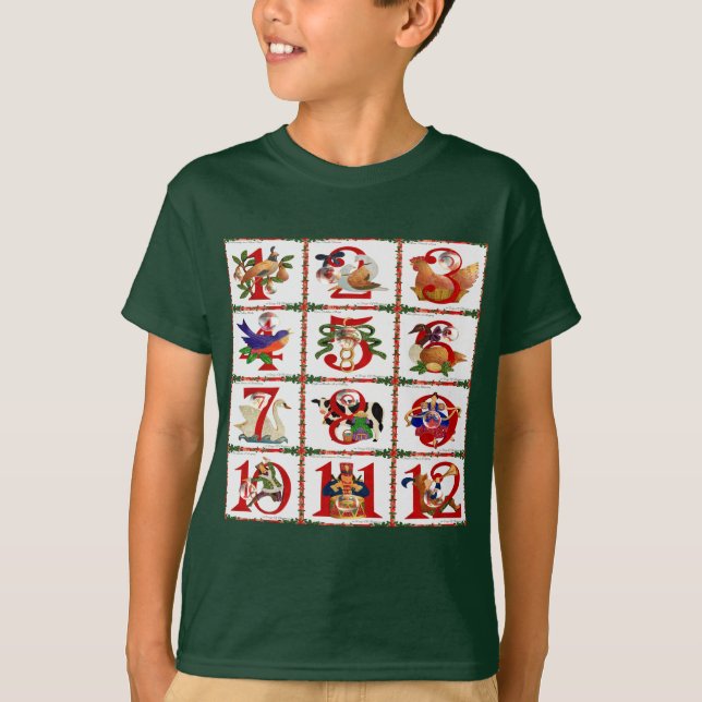 12 Tage Weihnachts Quilt Druckgeschenke T - Shirt (Vorderseite)