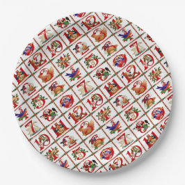 12 Tage Weihnachts Quilt Print Papier Napkins Pappteller