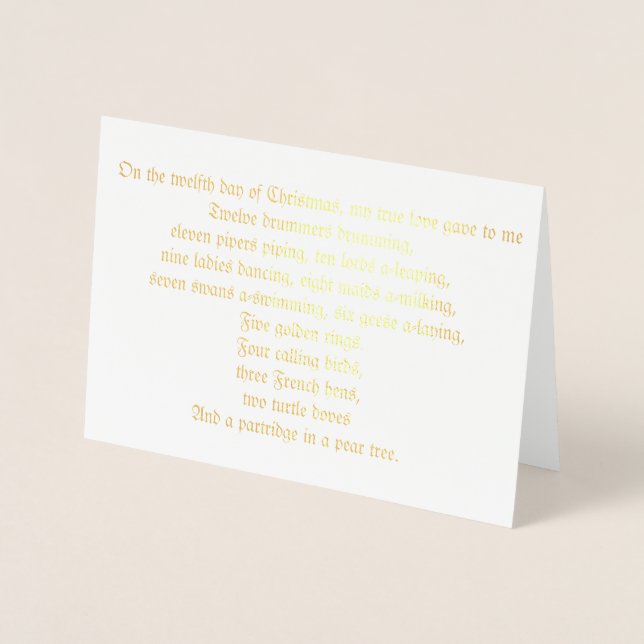 12 Tage Weihnachts-Texte Foil Weihnachtskarte Folienkarte (Vorderseite)