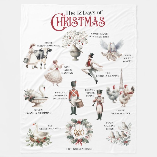 12 Tage Weihnachts Thema Winter Blanket Fleecedecke (Vorderseite)