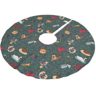 12 Tage Weihnachtsfeiertags-Wrap-Papier Polyester Weihnachtsbaumdecke
