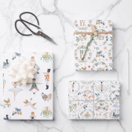 12 Tage Weihnachtsfest Muster Geschenkpapier Set