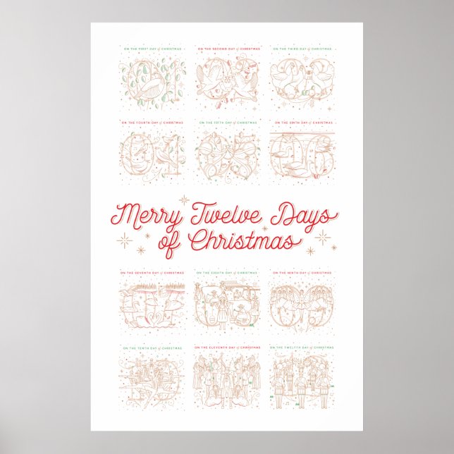 12 Tage Weihnachtsgebäck 24x36 Poster (Vorne)