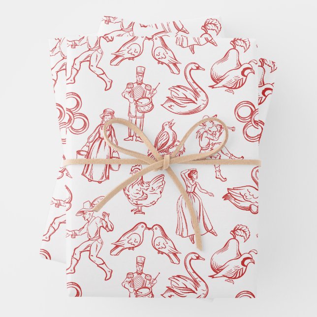 12 Tage Weihnachtslied Geschenkpapier Set (Beispiel)