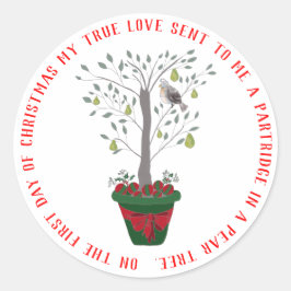 12 Tage Weihnachtspartridge in einem Birnenbaum Runder Aufkleber