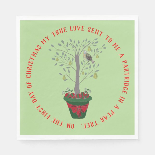 12 Tage Weihnachtspartridge in einem Birnenbaum Serviette (Vorderseite)